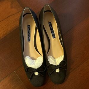 Stuart Weitzman Brown Flats with Bow Accent